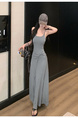 2025 Summer New Twist Design Sense Inspirational Design Slimming Knitted Sling Dress Women's Chest Pad Slimming Dress in Gray