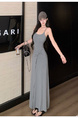 2025 Summer New Twist Design Sense Inspirational Design Slimming Knitted Sling Dress Women's Chest Pad Slimming Dress in Gray