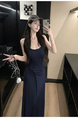 2025 Summer New Twist Design Sense Inspirational Design Slimming Knitted Sling Dress Women's Chest Pad Slimming Dress in Navy Blue