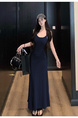 2025 Summer New Twist Design Sense Inspirational Design Slimming Knitted Sling Dress Women's Chest Pad Slimming Dress in Navy Blue
