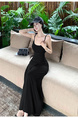 2025 Summer New Twist Design Sense Inspirational Design Slimming Knitted Sling Dress Women's Chest Pad Slimming Dress in Black