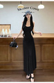 2025 Summer New Twist Design Sense Inspirational Design Slimming Knitted Sling Dress Women's Chest Pad Slimming Dress in Black