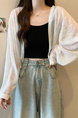 Real Shot Wholesale Price 2025 Summer New Korean Style Solid Color Breathable Cardigan Sunscreen Small Jacket Tops for Women in White