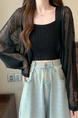 Real Shot Wholesale Price 2025 Summer New Korean Style Solid Color Breathable Cardigan Sunscreen Small Jacket Tops for Women in Black