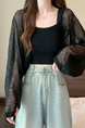 Real Shot Wholesale Price 2025 Summer New Korean Style Solid Color Breathable Cardigan Sunscreen Small Jacket Tops for Women in Black