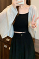 Real Shot Wholesale Price 2025 Summer New Korean Style Solid Color Breathable Cardigan Sunscreen Small Jacket Tops for Women in Light Gray