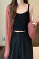 Real Shot Wholesale Price 2025 Summer New Korean Style Solid Color Breathable Cardigan Sunscreen Small Jacket Tops for Women in Rust Red