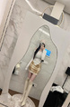 South Korea's Dongdaemun Spring and Summer New Temperament One-Shoulder Heart-Shaped Gangnam Beauty Shows the Figure and Can Be Exposed Shoulder Long-Sleeved T-Shirt in White