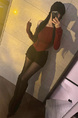 South Korea's Dongdaemun Spring and Summer New Temperament One-Shoulder Heart-Shaped Gangnam Beauty Shows the Figure and Can Be Exposed Shoulder Long-Sleeved T-Shirt in Burgundy