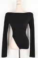 South Korea's Dongdaemun Spring and Summer New Temperament One-Shoulder Heart-Shaped Gangnam Beauty Shows the Figure and Can Be Exposed Shoulder Long-Sleeved T-Shirt in Black
