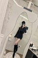 South Korea's Dongdaemun Spring and Summer New Temperament One-Shoulder Heart-Shaped Gangnam Beauty Shows the Figure and Can Be Exposed Shoulder Long-Sleeved T-Shirt in Black