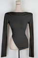 South Korea's Dongdaemun Spring and Summer New Temperament One-Shoulder Heart-Shaped Gangnam Beauty Shows the Figure and Can Be Exposed Shoulder Long-Sleeved T-Shirt in Black
