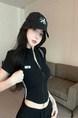 Real Shot Cost-Effective Slim Fit Slimming Hot Girl Zipper Cardigan Outerwear T-shirt Top for Women in Black