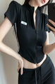 Real Shot Cost-Effective Slim Fit Slimming Hot Girl Zipper Cardigan Outerwear T-shirt Top for Women in Black