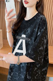 Real Shot of Douyin Quality/Pure Cotton/Back Collar/Loose Mid-Length Tie-Dye Fashion Top for Women in Black