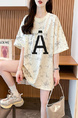 Real Shot of Douyin Quality/Pure Cotton/Back Collar/Loose Mid-Length Tie-Dye Fashion Top for Women in Cream