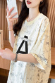 Real Shot of Douyin Quality/Pure Cotton/Back Collar/Loose Mid-Length Tie-Dye Fashion Top for Women in Cream