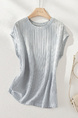 Women's Fashionable Slim-Fit Top with Sleeves T-shirt Knitwear Summer New Holiday in Light Blue