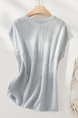 Women's Fashionable Slim-Fit Top with Sleeves T-shirt Knitwear Summer New Holiday in Light Blue