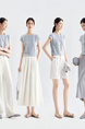 Women's Fashionable Slim-Fit Top with Sleeves T-shirt Knitwear Summer New Holiday in Light Blue