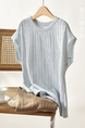 Women's Fashionable Slim-Fit Top with Sleeves T-shirt Knitwear Summer New Holiday in Light Blue