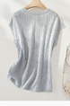 Women's Fashionable Slim-Fit Top with Sleeves T-shirt Knitwear Summer New Holiday in Light Blue