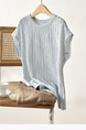 Women's Fashionable Slim-Fit Top with Sleeves T-shirt Knitwear Summer New Holiday in Light Blue