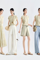 Women's Fashionable Slim-Fit Top with Sleeves T-shirt Knitwear Summer New Holiday in Light Beige