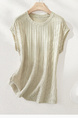 Women's Fashionable Slim-Fit Top with Sleeves T-shirt Knitwear Summer New Holiday in Light Beige