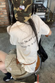 Korean plus size women's clothing 21 cotton 210g tops children's fun cartoon prints loose short-sleeved T fashion version in Cream White