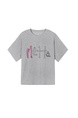 Korean plus size women's clothing 21 cotton 210g tops children's fun cartoon prints loose short-sleeved T fashion version in Heather Gray