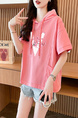 Real shot Douyin quality/pure cotton/back collar/loose hooded pocket design fashionable T in Pink.