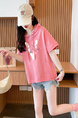 Real shot Douyin quality/pure cotton/back collar/loose hooded pocket design fashionable T in Pink.