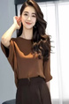 French Style Temperament Cold High-End Brown Loose Small Top Women's Summer.