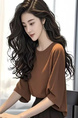 French Style Temperament Cold High-End Brown Loose Small Top Women's Summer.