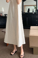 Korean Chic Retro Round Neck Open Line Backless Design Loose Long Vest Cotton and Linen Dress for Women - Light Beige