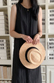 Korean Chic Retro Round Neck Open Line Backless Design Loose Long Vest Cotton and Linen Dress for Women - Black