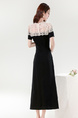 Real Shot 2025 Summer New Socialite Elegant Lace Embroidery Waist Slimming Long Split Sheath Dress - BLACK