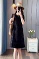 In Stock European Goods High-End Loose Design Midi Dress Summer New High-End Slim Fit Slimming Temperament Dress - BLACK
