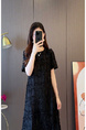 In Stock European Goods High-End Loose Design Midi Dress Summer New High-End Slim Fit Slimming Temperament Dress - BLACK