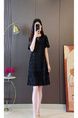 In Stock European Goods High-End Loose Design Midi Dress Summer New High-End Slim Fit Slimming Temperament Dress - BLACK