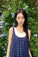 Original Practice! Plaid Sleeveless Dress French Style Mori Style Vintage and Little Fresh Vacation Camisole Long Dress in Navy Blue