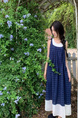 Original Practice! Plaid Sleeveless Dress French Style Mori Style Vintage and Little Fresh Vacation Camisole Long Dress in Navy Blue