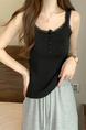 Real shot wholesale price 2025 new sweet and spicy style lace edge button design vest bottom outerwear top for women in Black