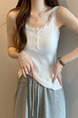 Real shot wholesale price 2025 new sweet and spicy style lace edge button design vest bottom outerwear top for women in Cream