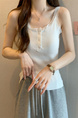 Real shot wholesale price 2025 new sweet and spicy style lace edge button design vest bottom outerwear top for women in Cream