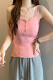 Real shot wholesale price 2025 new sweet and spicy style lace edge button design vest bottom outerwear top for women in Pink