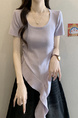 Real shot and real price new style hot girl short sleeve irregular pleated waist ruffled ribbon hem ins top in Lavender