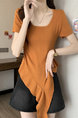 Real shot and real price new style hot girl short sleeve irregular pleated waist ruffled ribbon hem ins top in Rust Orange