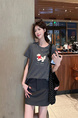 Real shot and real price straight shoulder pure cotton short-sleeved T-shirt female 2025 new heavy-duty towel embroidery puppy versatile design in Dark Gray